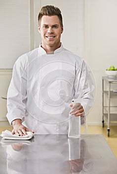 Chef Cleaning Counter
