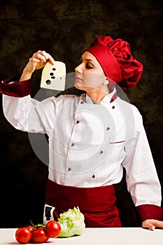 Chef is controlling cheese quality