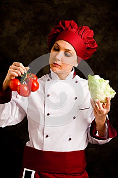 Chef is controlling tomato quality