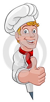Chef Cook Baker Sign Thumbs Up Cartoon