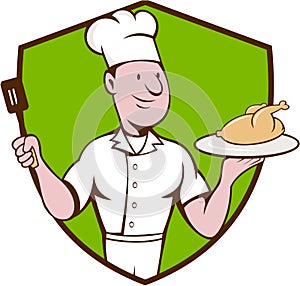 Chef Cook Roast Chicken Spatula Crest Cartoon