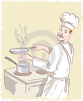 Chef cook at work