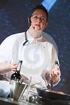 Chef at cooking demonstration