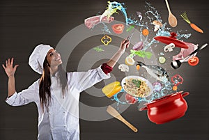 Chef cooking with harmony