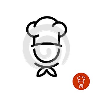 Chef in a cooking hat outline logo