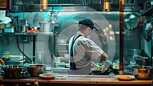 Chef Cooking in a Restaurant Kitchen.Culinary Maestro