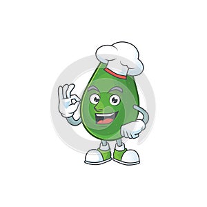 Chef cute avocado cartoon on white background