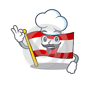 Chef flag austria flying at cartoon pole