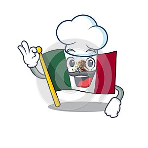 Chef flag mexico character in mascot shaped