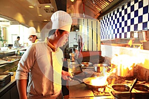 Chef flambe cooking