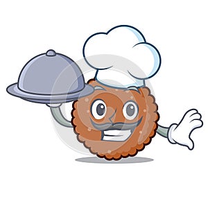 Chef with food chocolate biscuit mascot cartoon
