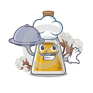 Chef with food cottonseed oil in the cartoon shape photo