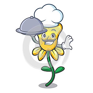 Chef with food daffodil flower mascot cartoon