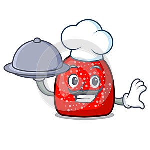 Chef with food gumdrop mascot cartoon style