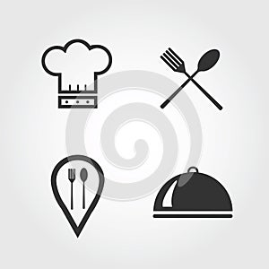 Chef and food icon, flat design