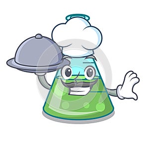 Chef with food science beaker mascot cartoon