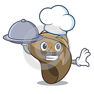 Chef with food spiral shell mascot cartoon