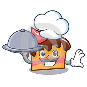 Chef with food sponge cake mascot cartoon