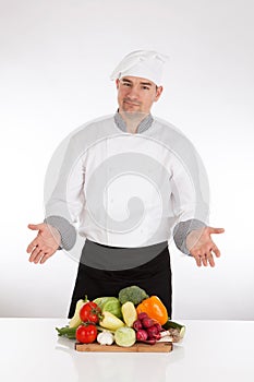 Chef and fresh vegetable