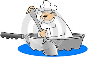 Chef In A Frying Pan Boat