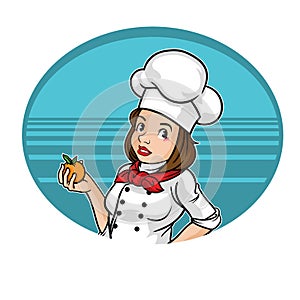 Chef girl catroon cute
