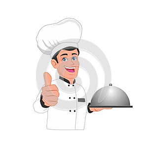 Chef give thumbs up cartoon photo