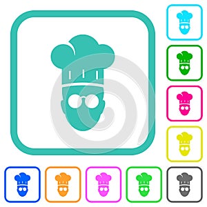 Chef with glasses vivid colored flat icons