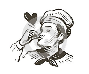 Chef gourmet sketch. Cooking food, cook symbol vector illustration photo
