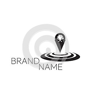 Chef GPS Logo on Round Pin Map Sign, Creative and Modern Chef GPS Shop Icon. Vector Logo Templat photo