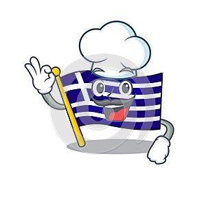 Chef greece character flag hoisted on mascot pole