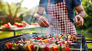 The chef grilling kebabs.AI generated image photo
