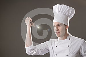 Chef with in hand