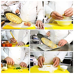 Chef hands photo collage