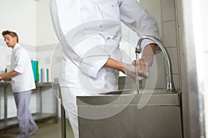 Chef hands washing hands