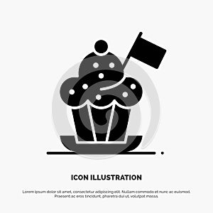 Chef, Chef Hat, Cooker, Cooker Hat, Flag solid Glyph Icon vector