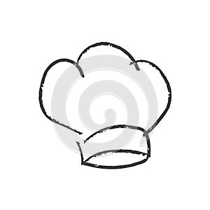 Chef hat icon, hand drawn vector illustration. Textured line headdress