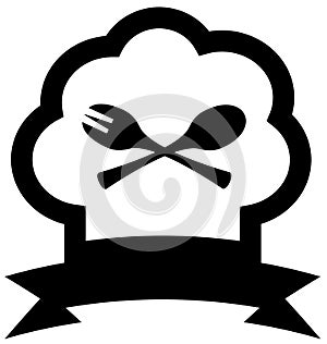 Chef hat icon with spoon and fork