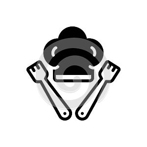 Black solid icon for Chef Hat, toque and cook
