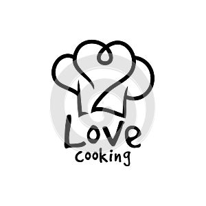 Chef Hat Illustration For Cooking Logo With Love Element