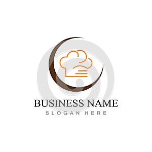 chef hat logo design with vector illustration template