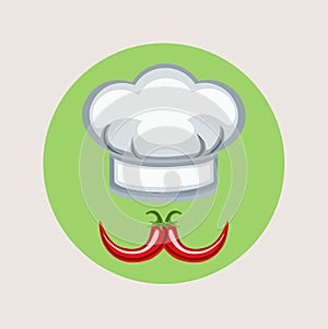 Chef hat with pepper mustache flat design vector