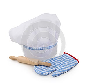 Chef hat,rolling pin and glove