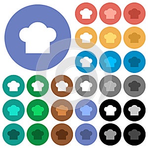 Chef hat solid round flat multi colored icons