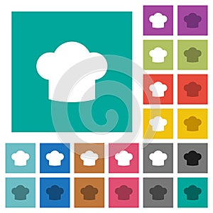 Chef hat solid square flat multi colored icons photo