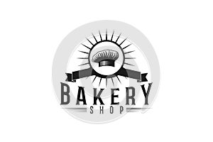 chef hat, vintage bakery shop logo Designs Inspiration Isolated on White Background.