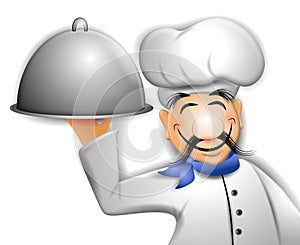 Chef Holding Serving Tray photo