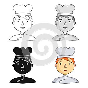 Chef icon in cartoon style isolated on white background. People of different profession symbol stock vector illustration