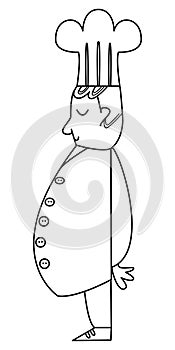 Chef icon, profile view. Line art vector illustration.