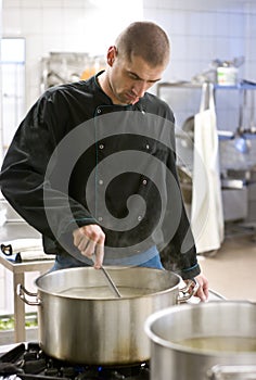 Chef in industrial kitchen