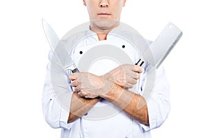 Chef with knifes.